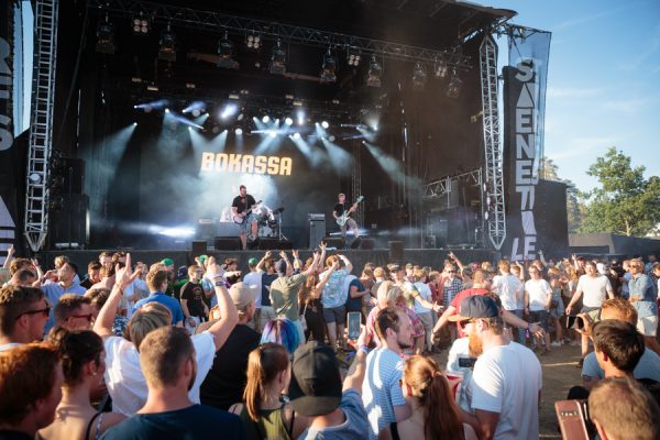 Rock band performing live on stage